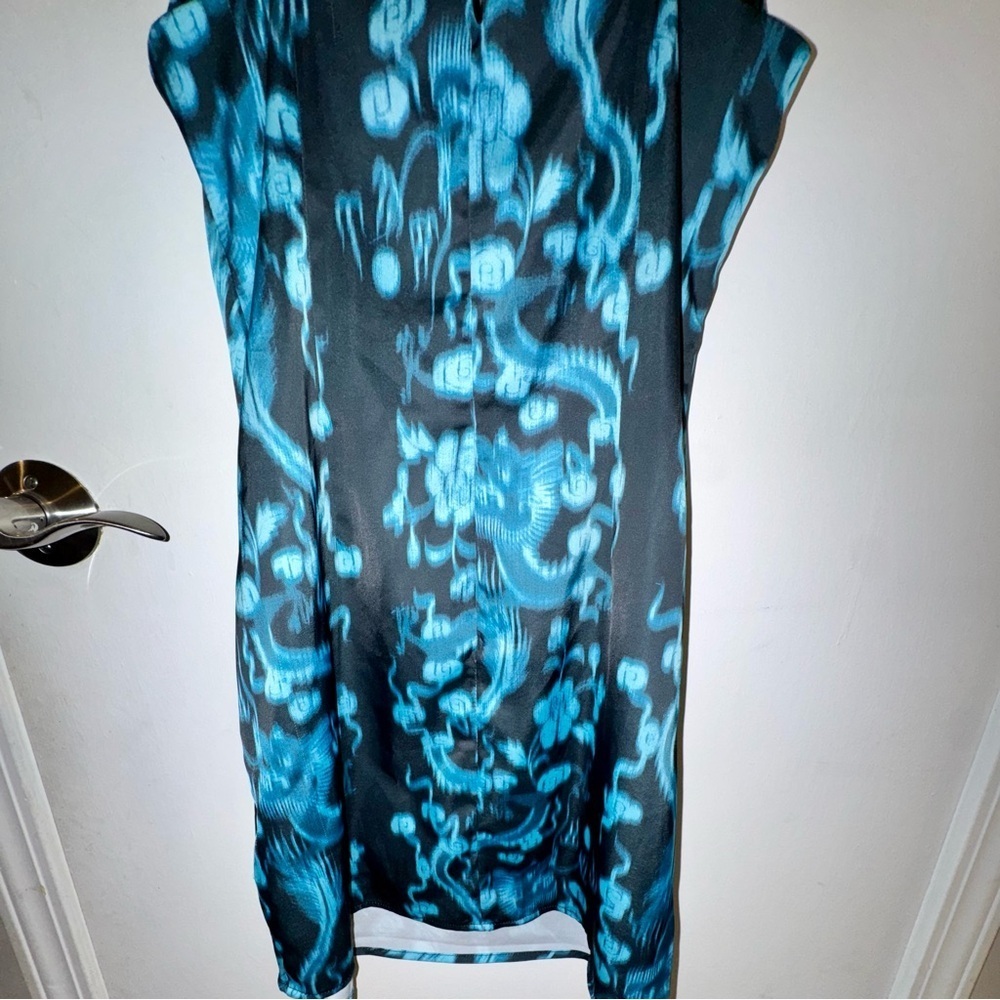 Urban Outfitters Mallory Teal and Black Cowl Neck Slip Dress - Picture 7 of 8